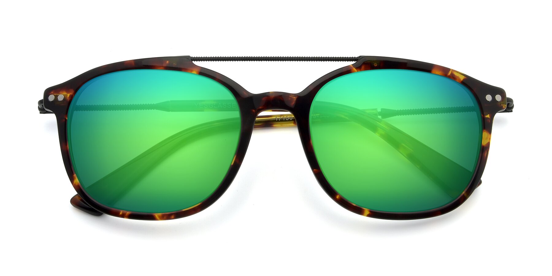 Folded Front of 17150 in Tortoise Brown with Green Mirrored Lenses
