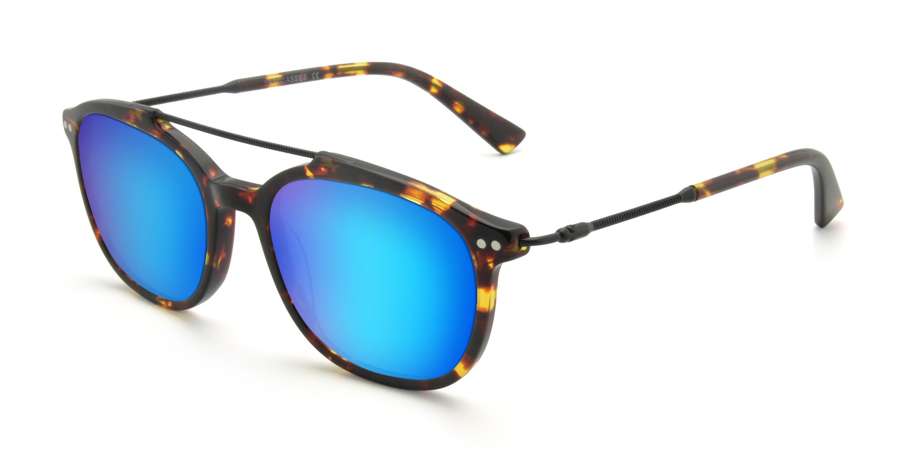 Angle of 17150 in Tortoise Brown with Blue Mirrored Lenses