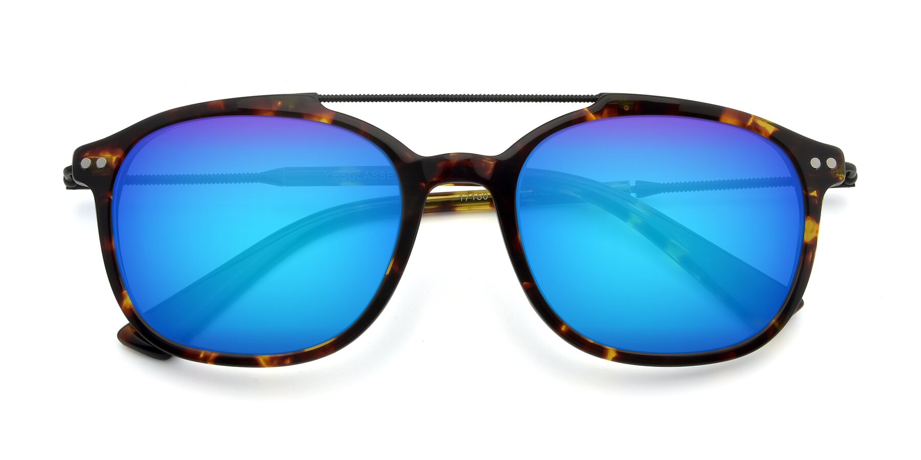 View of 17150 in Tortoise Brown with Blue Mirrored Lenses