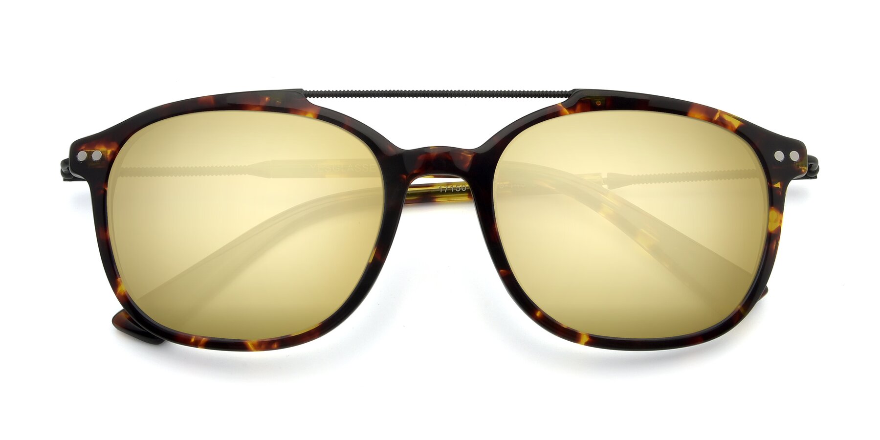 Folded Front of 17150 in Tortoise Brown with Gold Mirrored Lenses