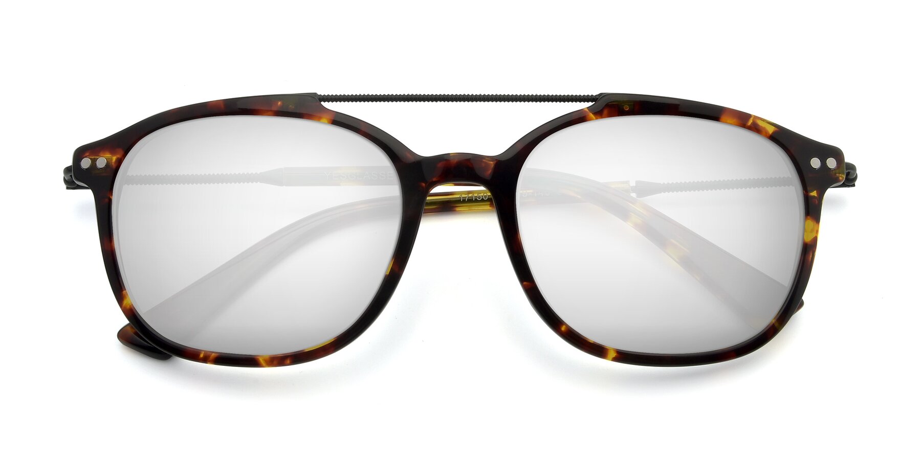Folded Front of 17150 in Tortoise Brown with Silver Mirrored Lenses