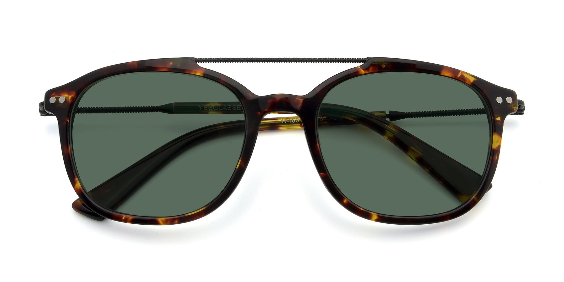 Folded Front of 17150 in Tortoise Brown with Green Polarized Lenses