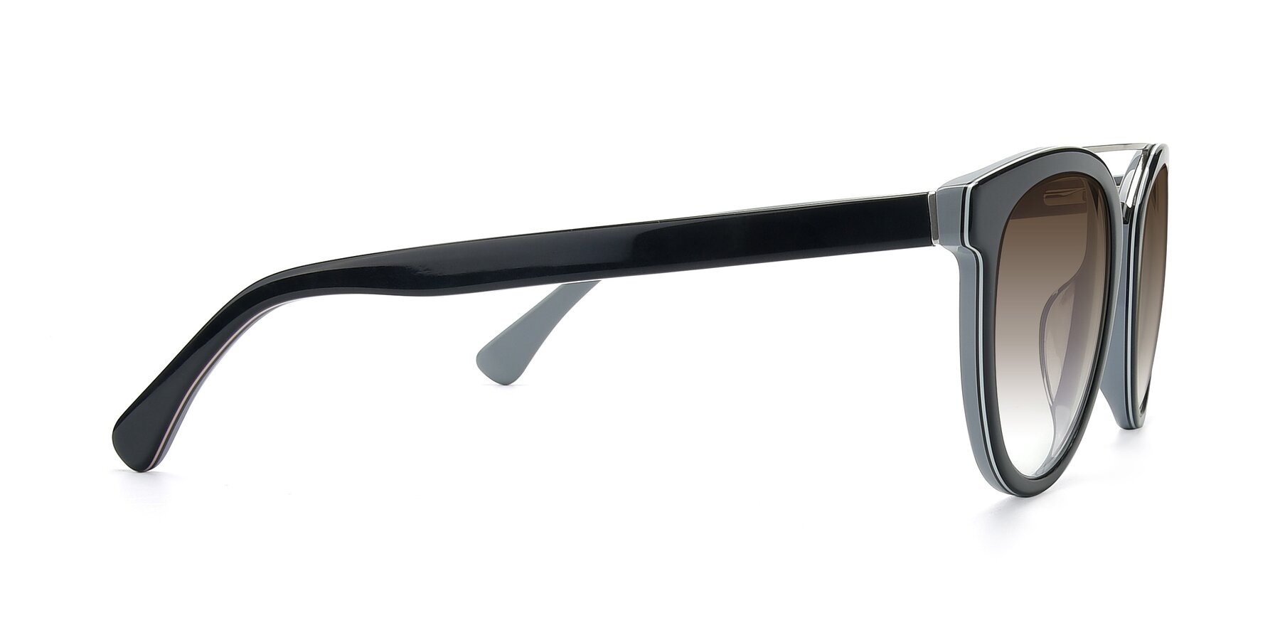 Side of 17151 in Black-Silver with Brown Gradient Lenses
