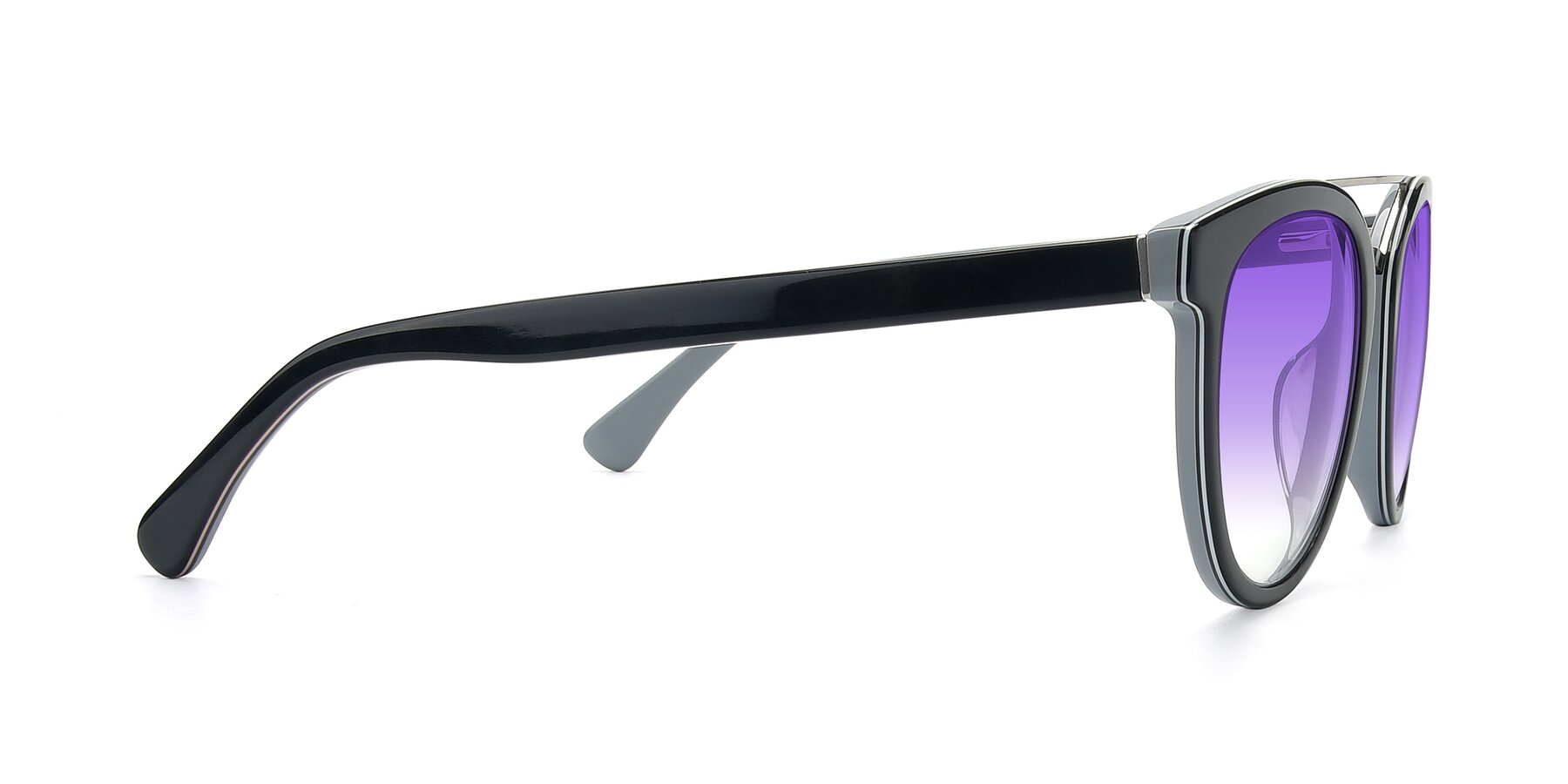 Side of 17151 in Black-Silver with Purple Gradient Lenses