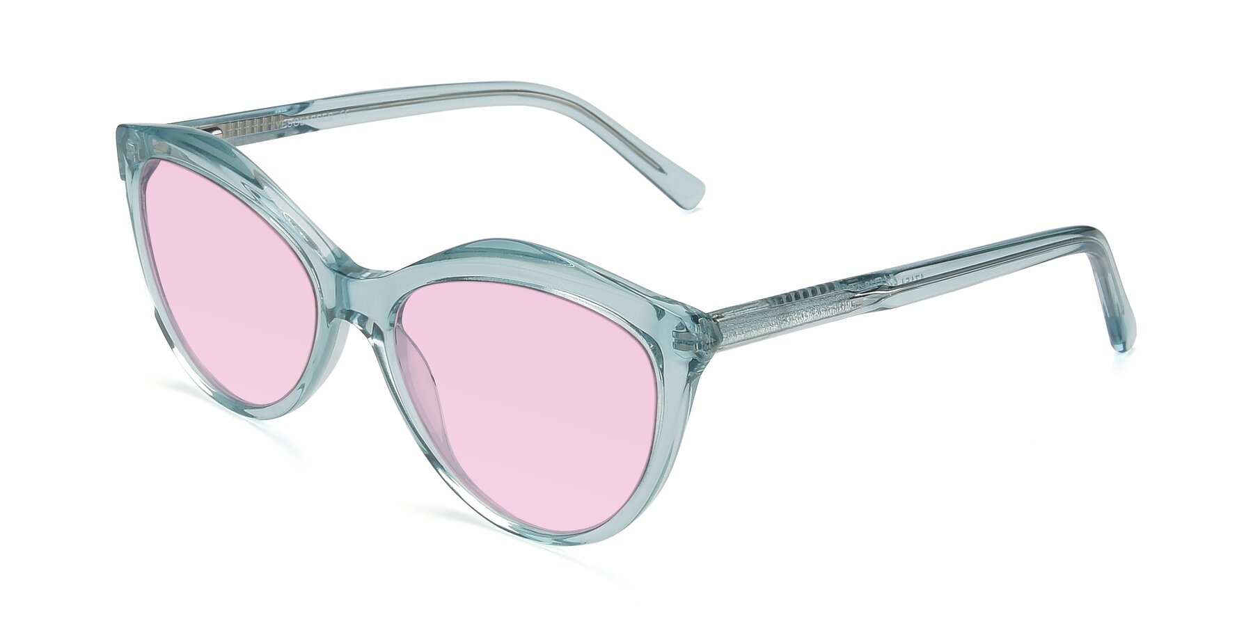 Angle of 17154 in Transparent Green with Light Pink Tinted Lenses