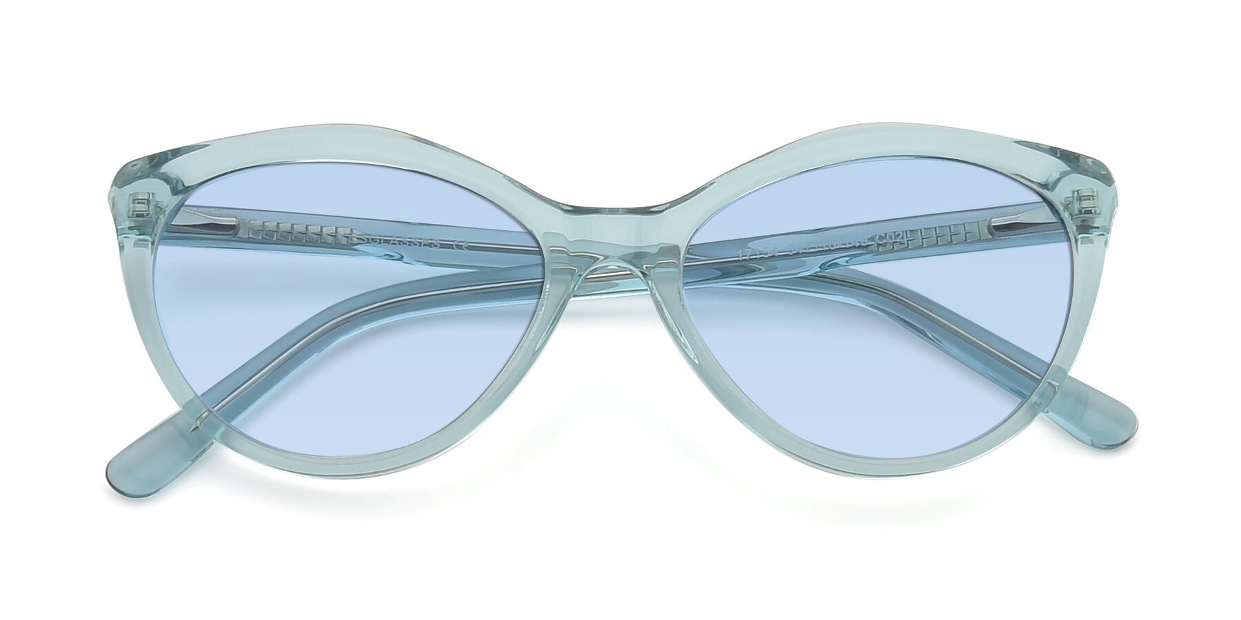 Folded Front of 17154 in Transparent Green with Light Blue Tinted Lenses