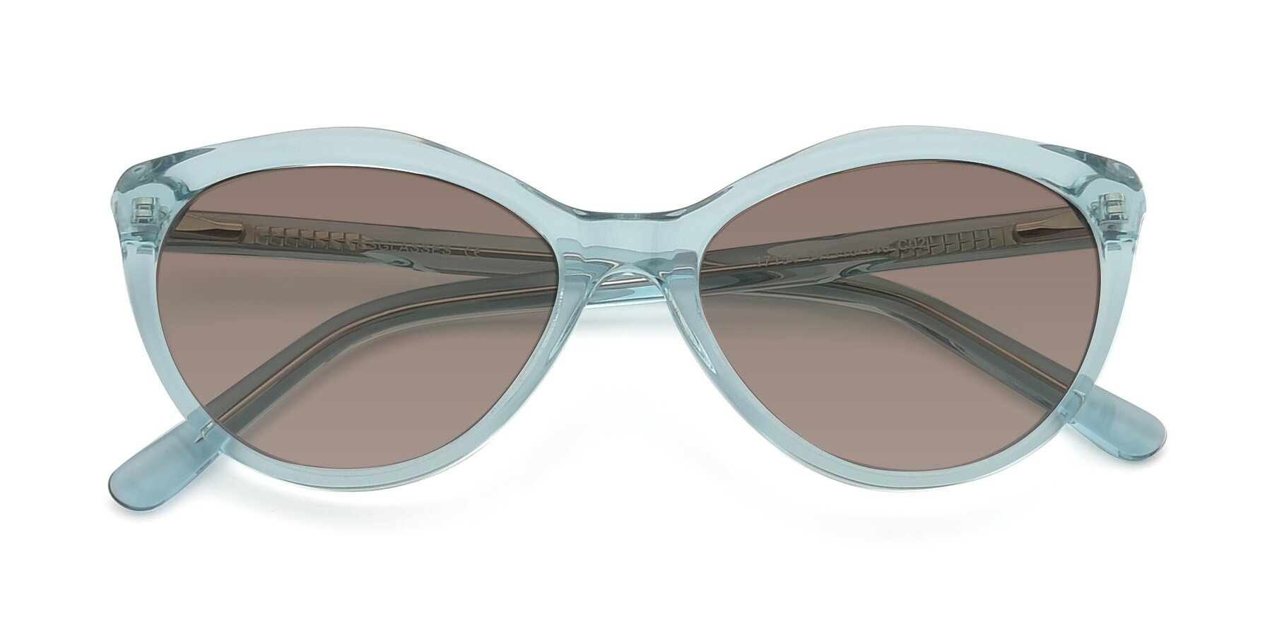 Folded Front of 17154 in Transparent Green with Medium Brown Tinted Lenses