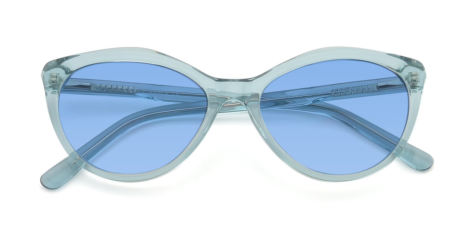 Folded Front of 17154 in Transparent Green with Medium Blue Tinted Lenses