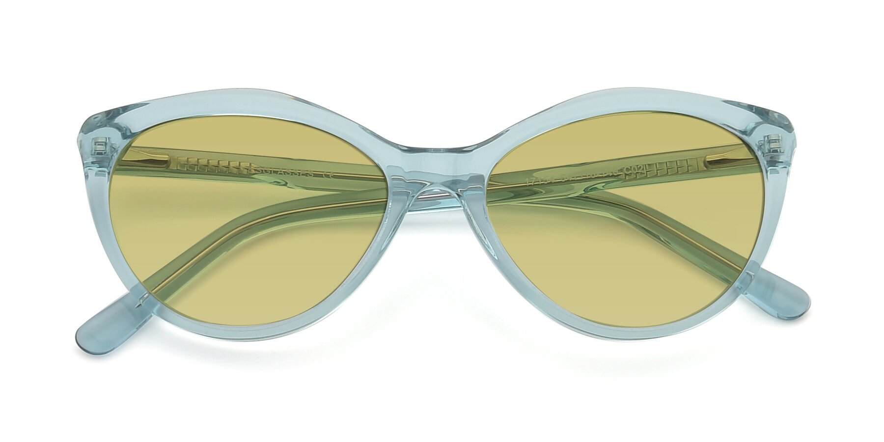 Folded Front of 17154 in Transparent Green with Medium Champagne Tinted Lenses