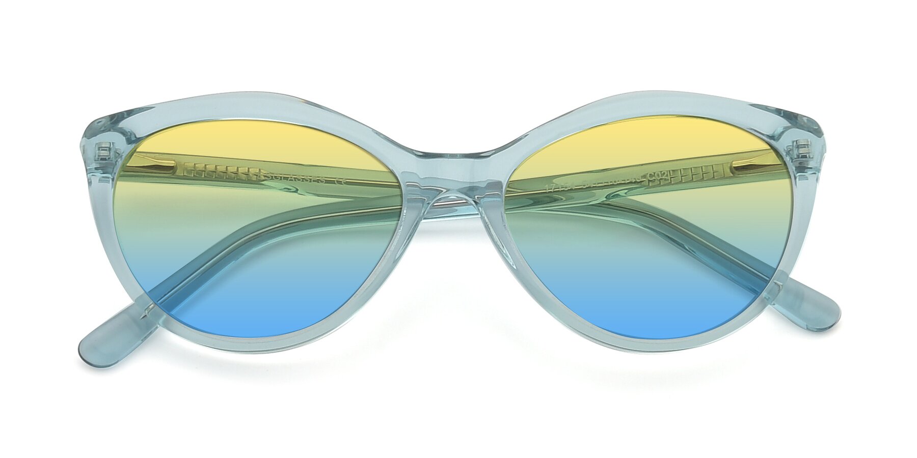 Folded Front of 17154 in Transparent Green with Yellow / Blue Gradient Lenses