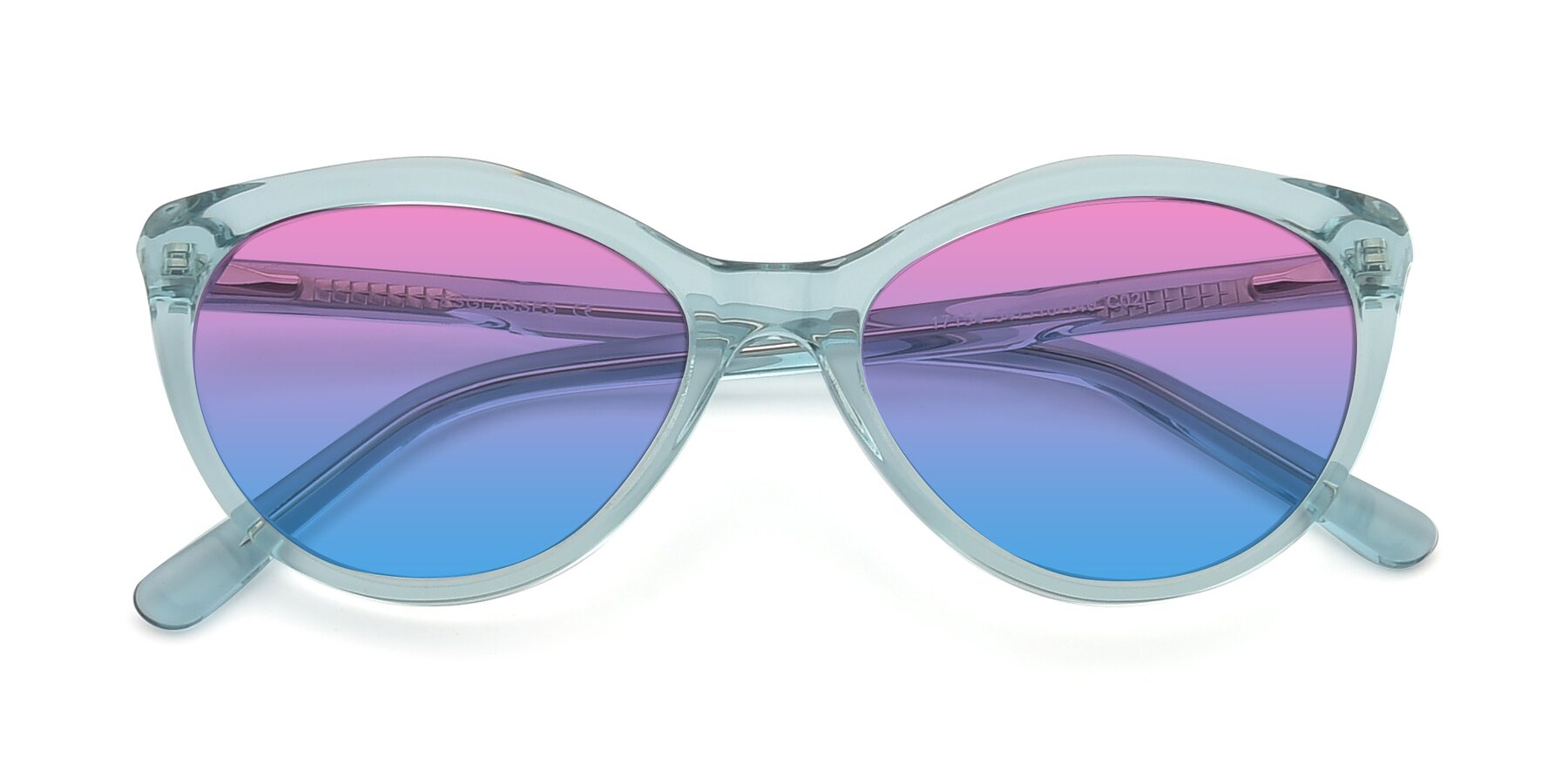 Folded Front of 17154 in Transparent Green with Pink / Blue Gradient Lenses