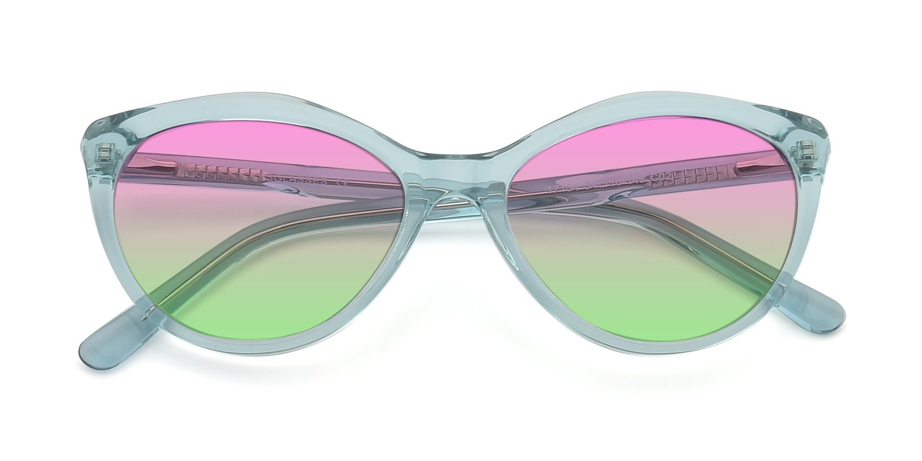 Folded Front of 17154 in Transparent Green with Pink / Green Gradient Lenses