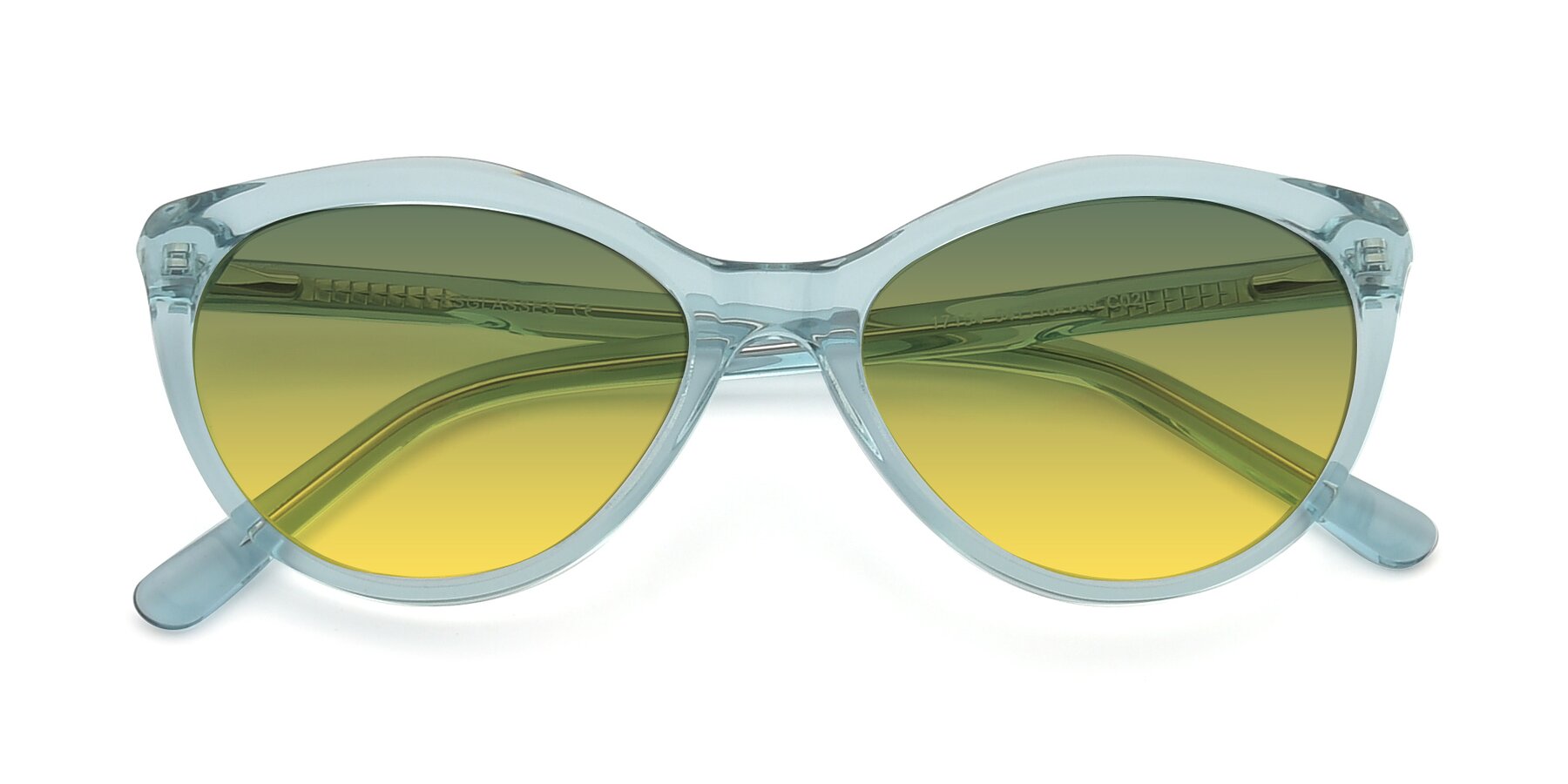 Folded Front of 17154 in Transparent Green with Green / Yellow Gradient Lenses
