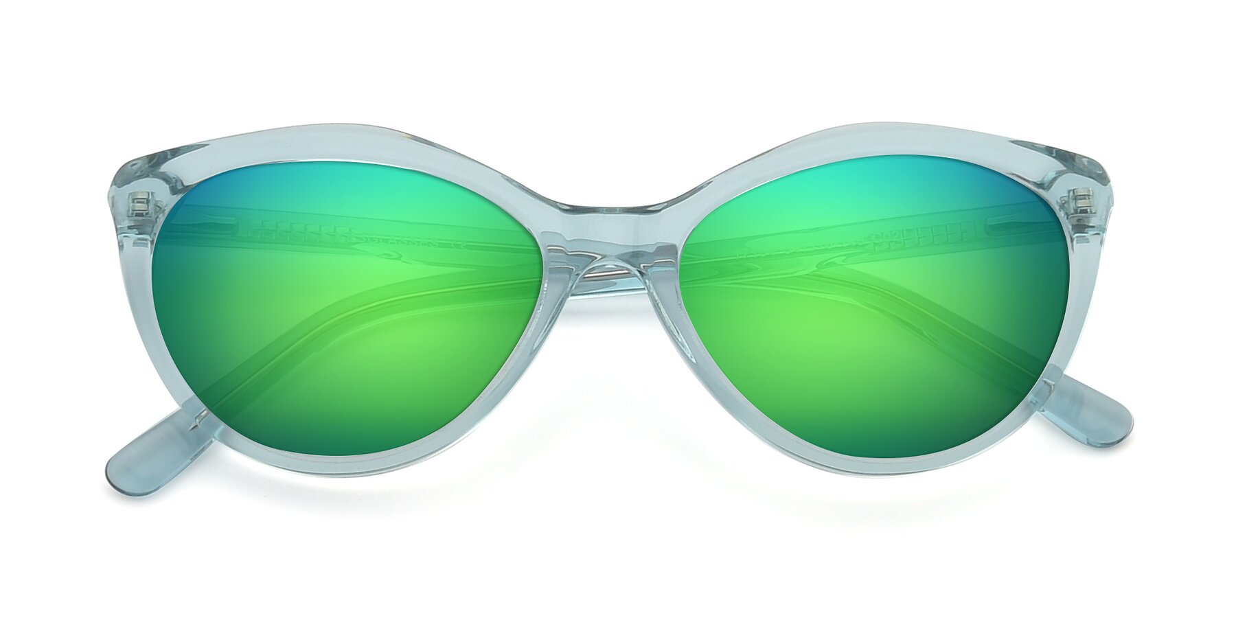 Folded Front of 17154 in Transparent Green with Green Mirrored Lenses