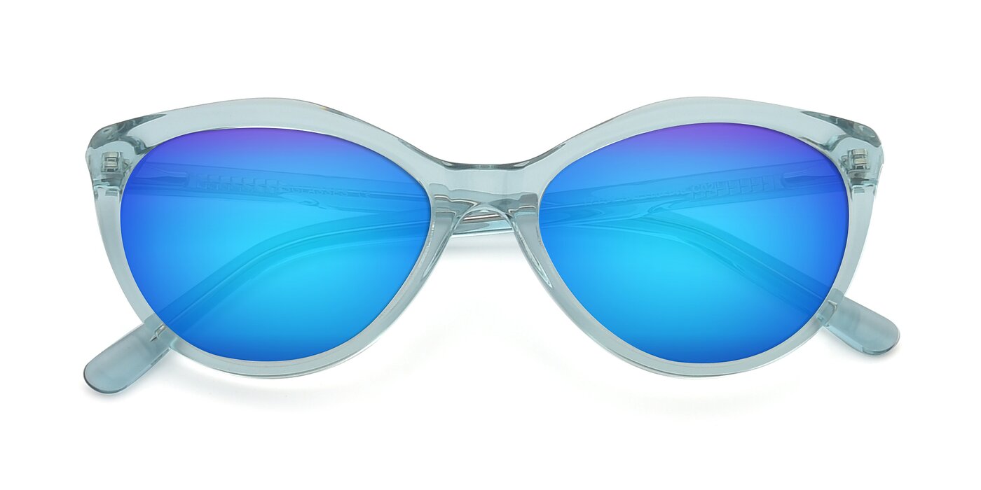 17154 - Transparent Green Flash Mirrored Sunglasses