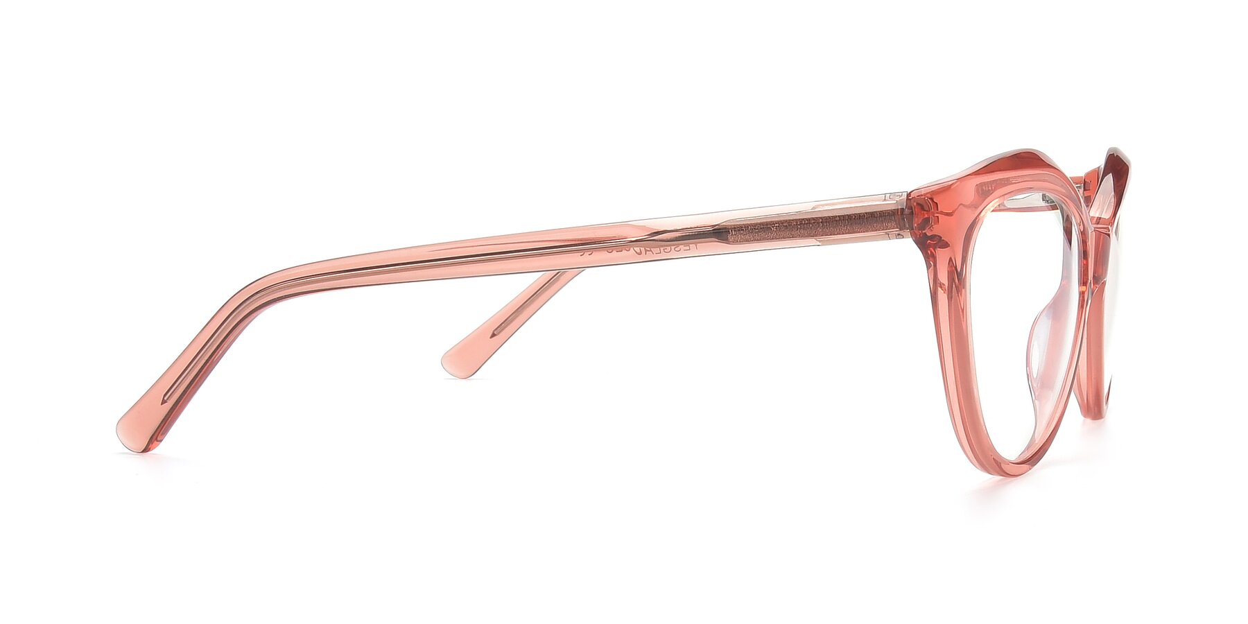 Side of 17154 in Transparent Red with Clear Eyeglass Lenses