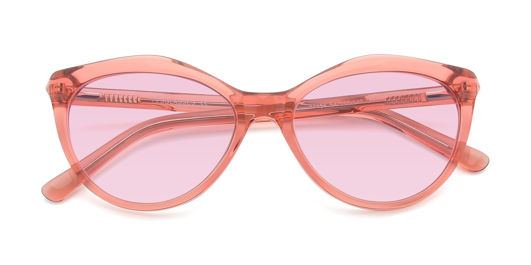 Folded Front of 17154 in Transparent Red with Light Pink Tinted Lenses