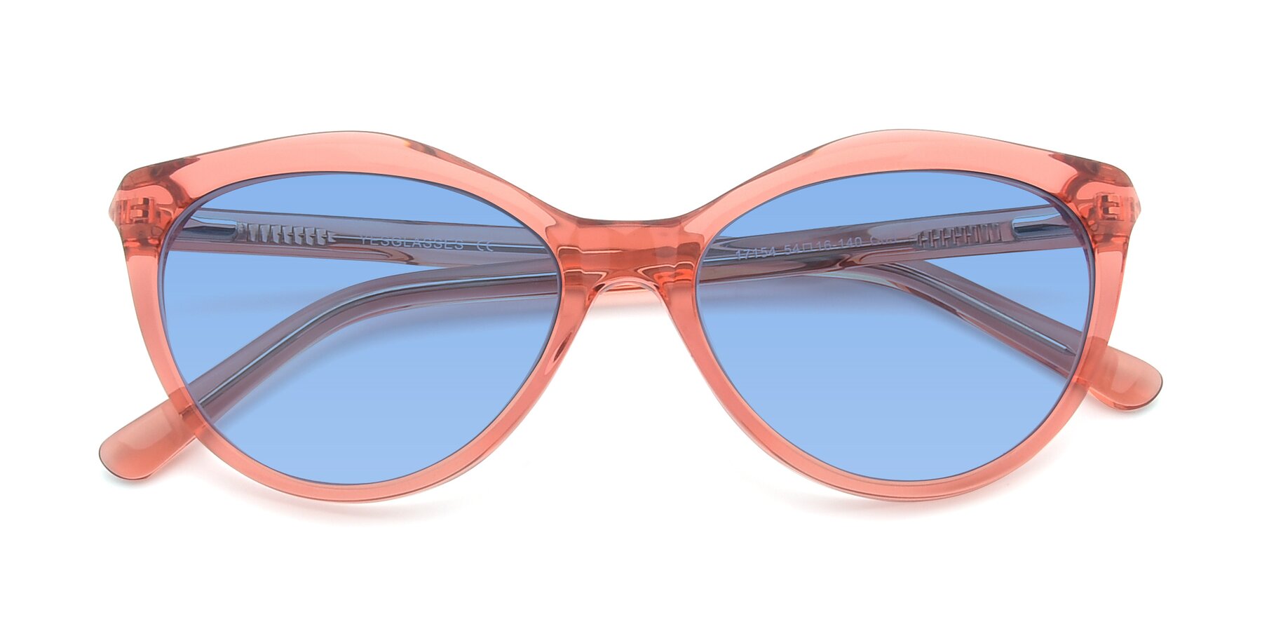 Folded Front of 17154 in Transparent Red with Medium Blue Tinted Lenses