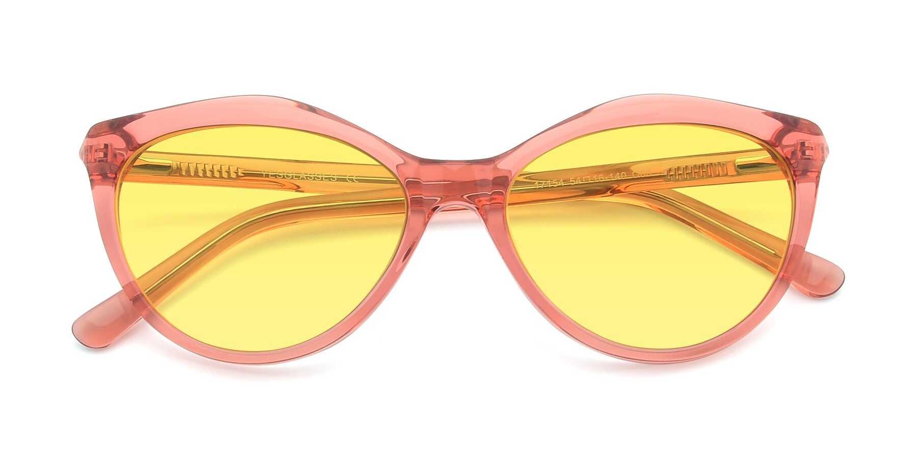 Folded Front of 17154 in Transparent Red with Medium Yellow Tinted Lenses