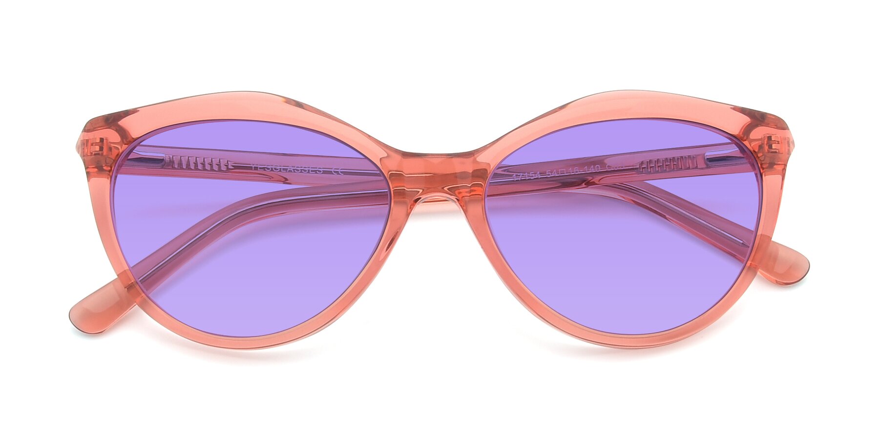 Folded Front of 17154 in Transparent Red with Medium Purple Tinted Lenses