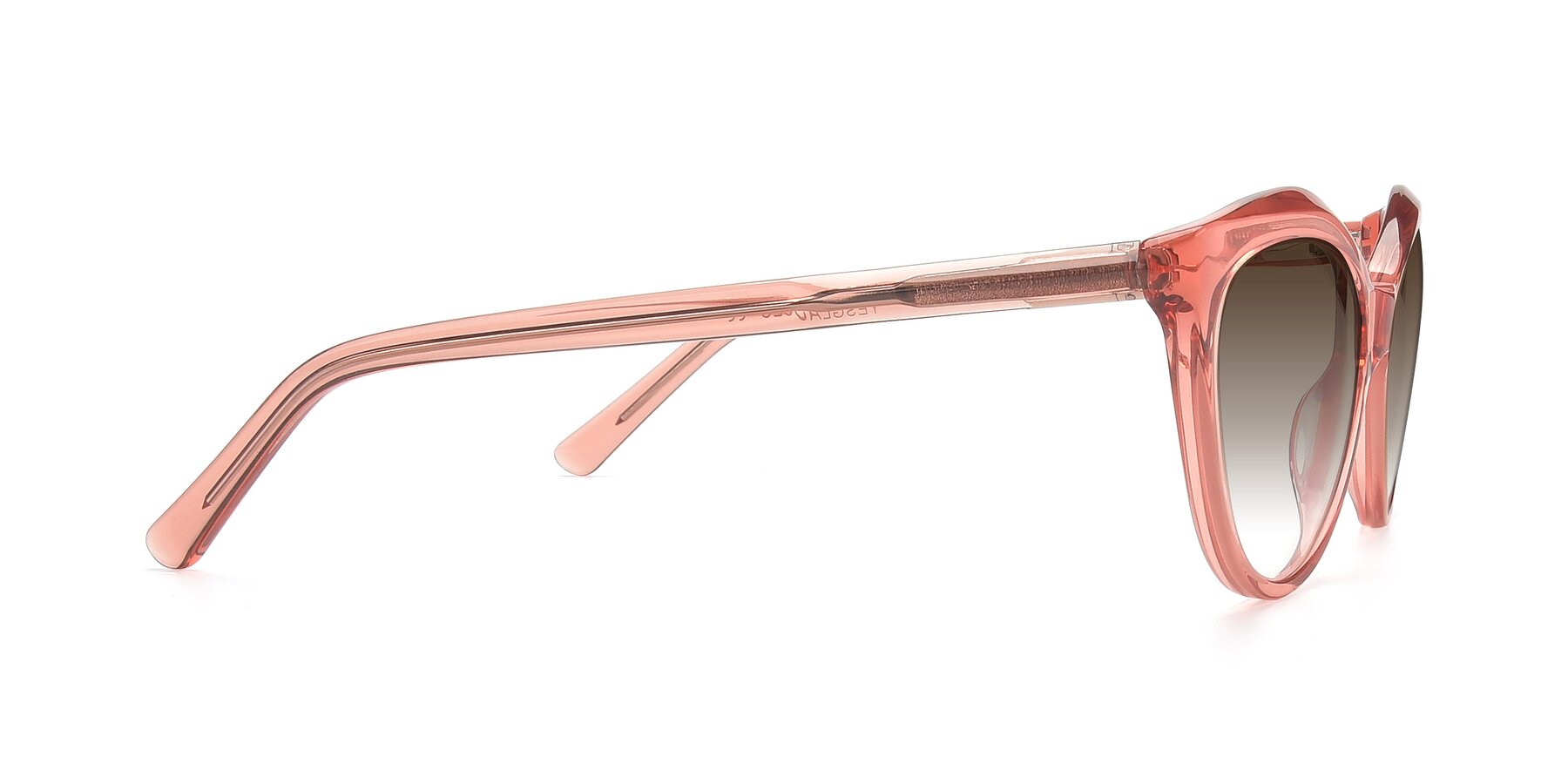 Side of 17154 in Transparent Red with Brown Gradient Lenses