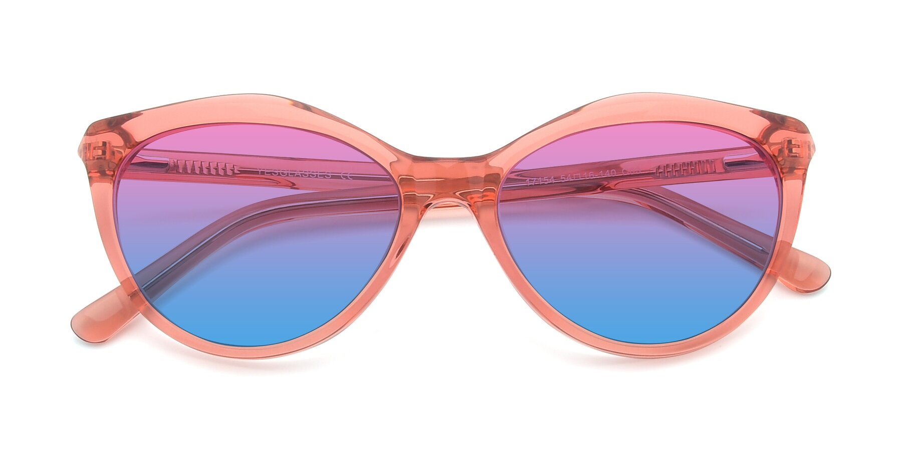 Folded Front of 17154 in Transparent Red with Pink / Blue Gradient Lenses