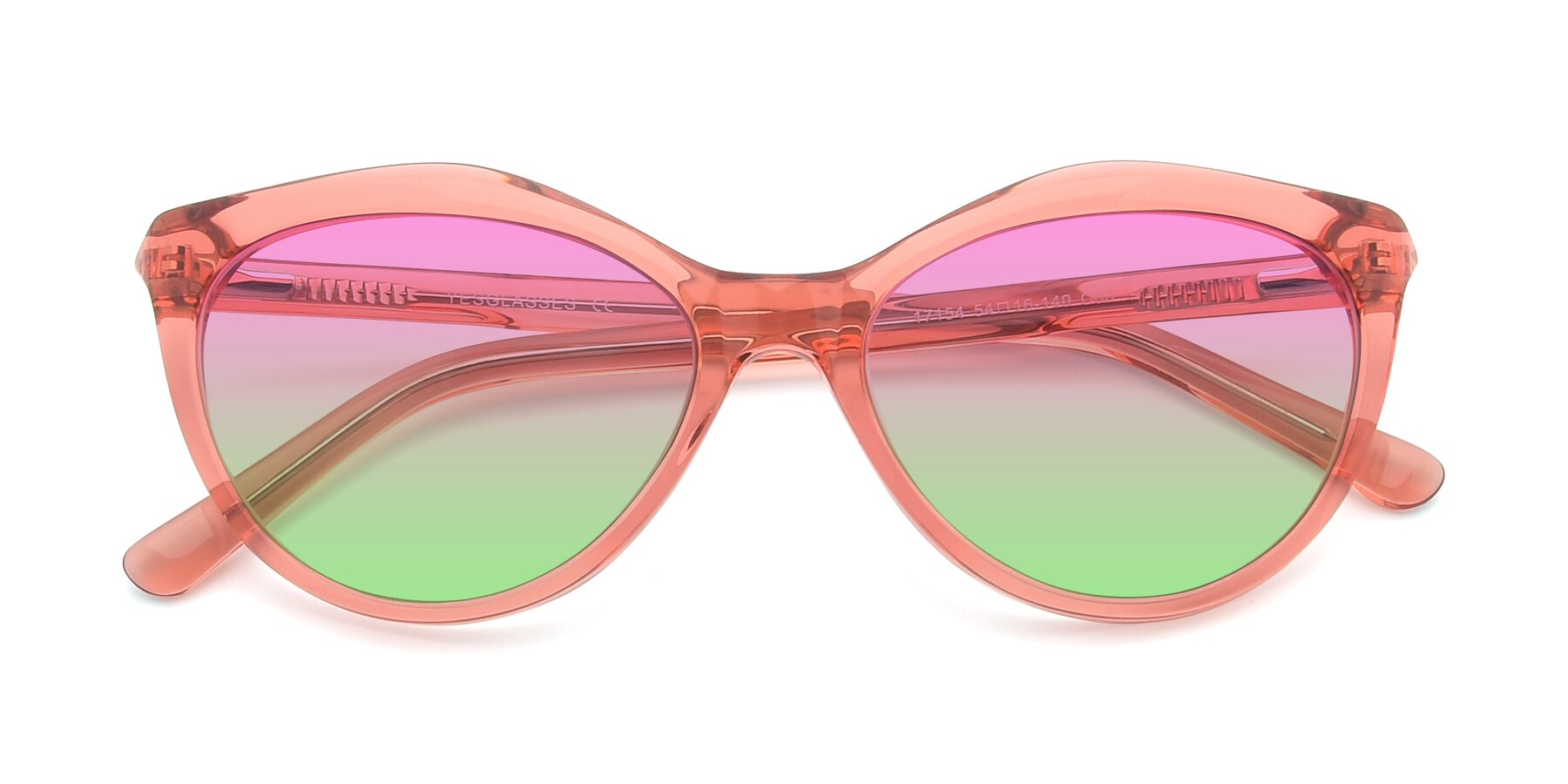 Folded Front of 17154 in Transparent Red with Pink / Green Gradient Lenses