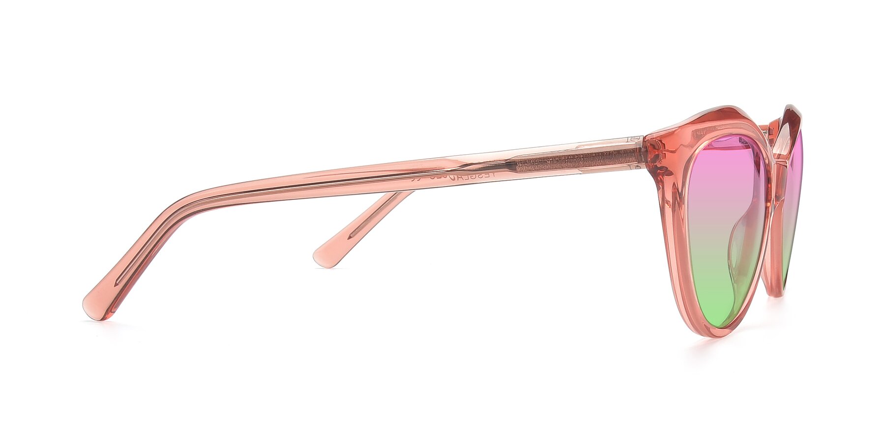 Side of 17154 in Transparent Red with Pink / Green Gradient Lenses