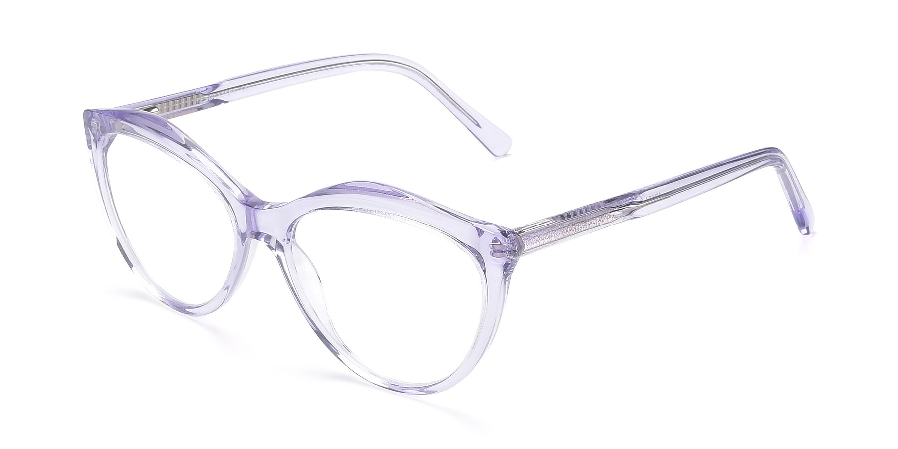 Angle of 17154 in Transparent Lavender with Clear Eyeglass Lenses