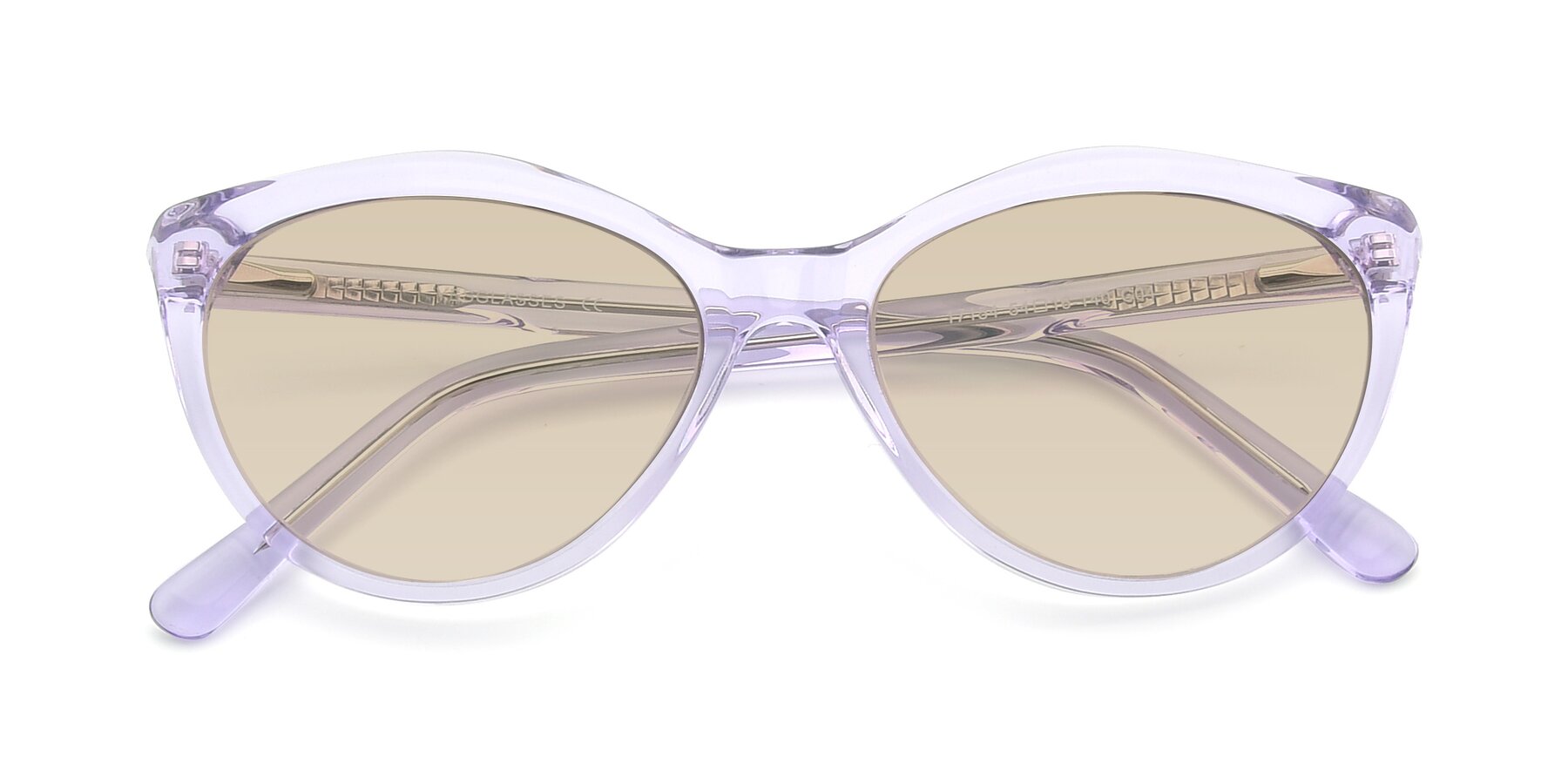 Folded Front of 17154 in Transparent Lavender with Light Brown Tinted Lenses