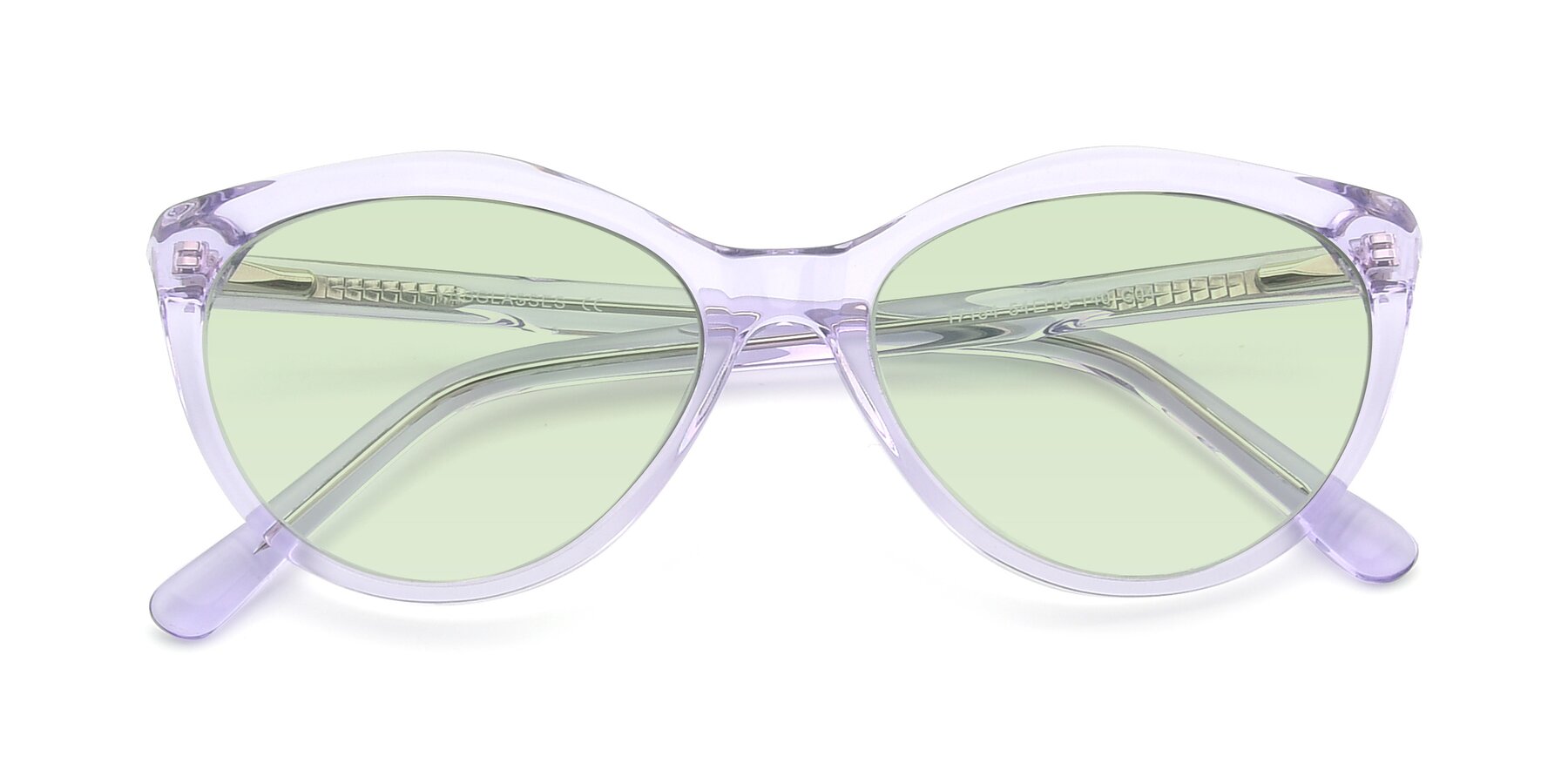 Folded Front of 17154 in Transparent Lavender with Light Green Tinted Lenses