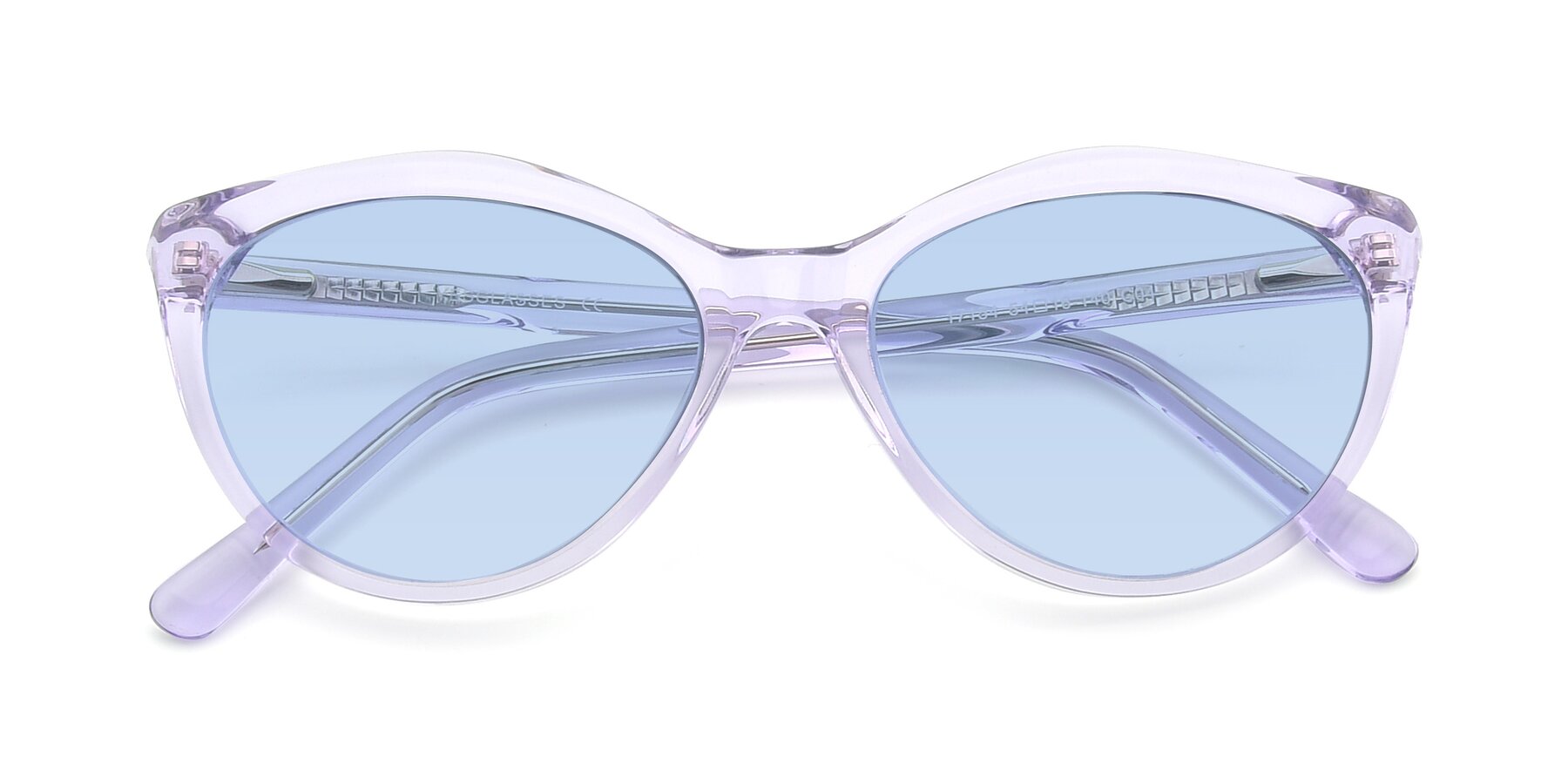 Folded Front of 17154 in Transparent Lavender with Light Blue Tinted Lenses