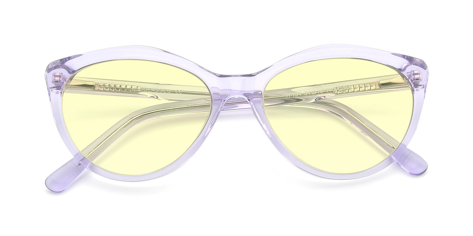 Folded Front of 17154 in Transparent Lavender with Light Yellow Tinted Lenses