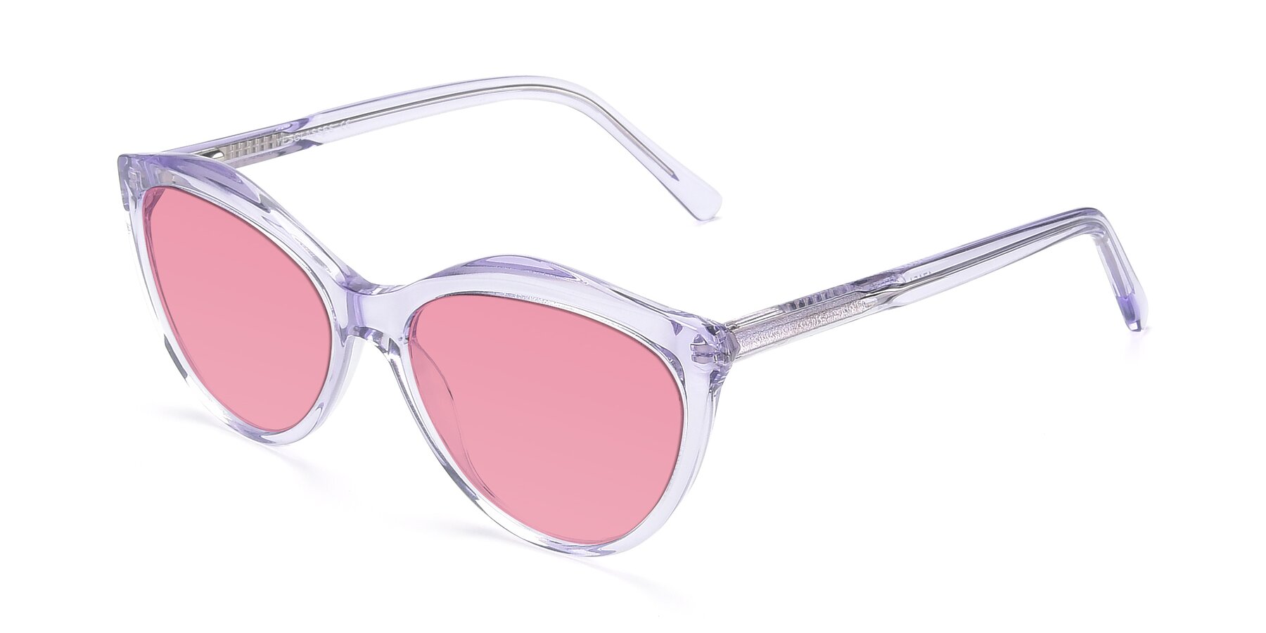 Angle of 17154 in Transparent Lavender with Pink Tinted Lenses