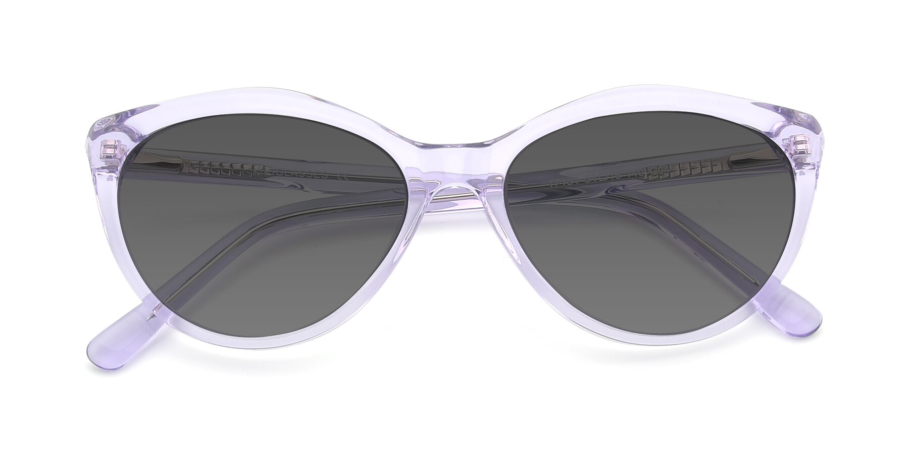 Folded Front of 17154 in Transparent Lavender with Medium Gray Tinted Lenses