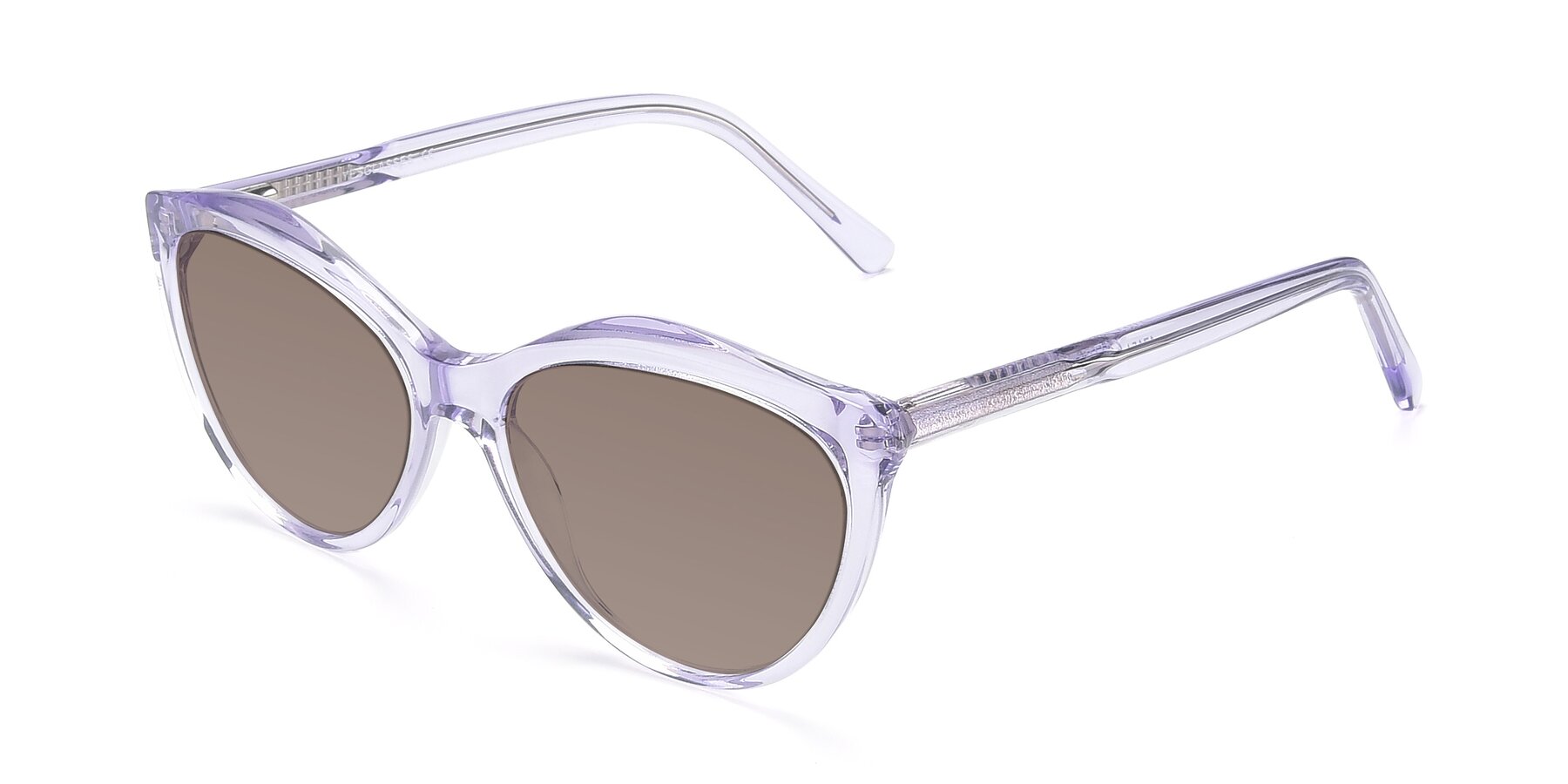 Angle of 17154 in Transparent Lavender with Medium Brown Tinted Lenses