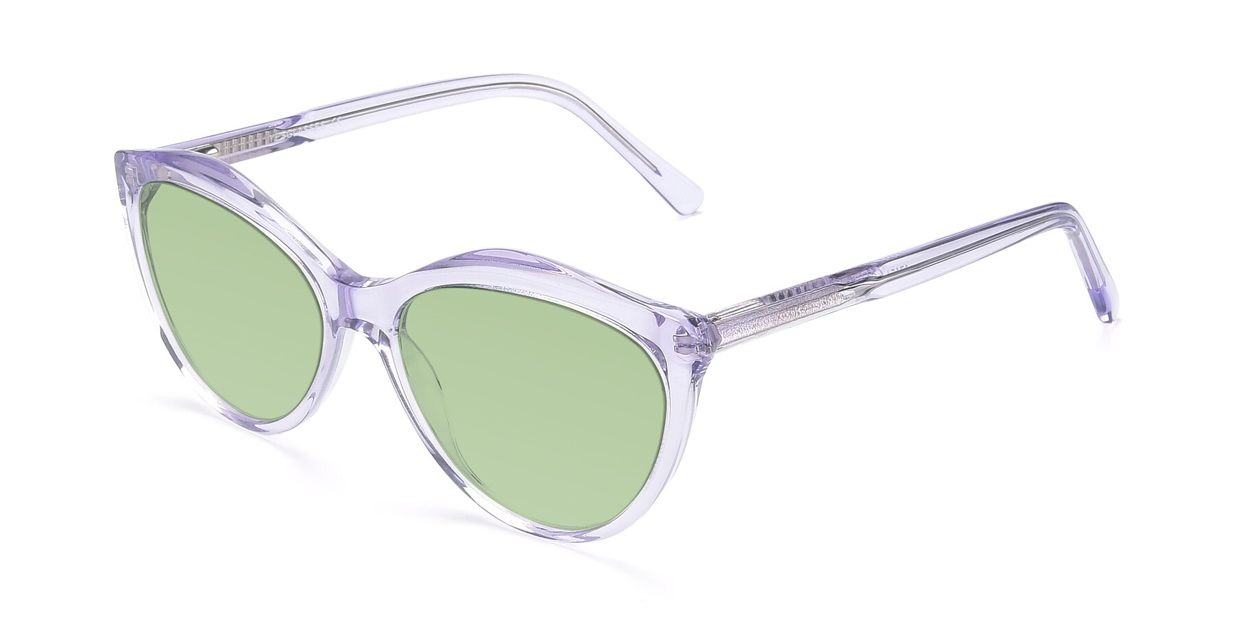 Angle of 17154 in Transparent Lavender with Medium Green Tinted Lenses