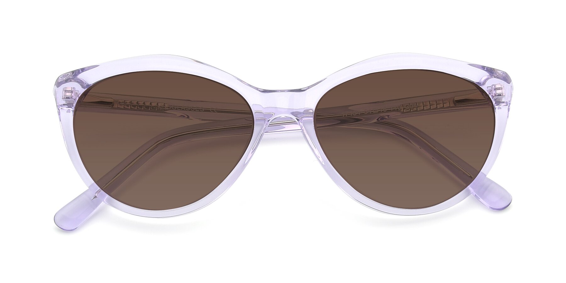 Folded Front of 17154 in Transparent Lavender with Brown Tinted Lenses