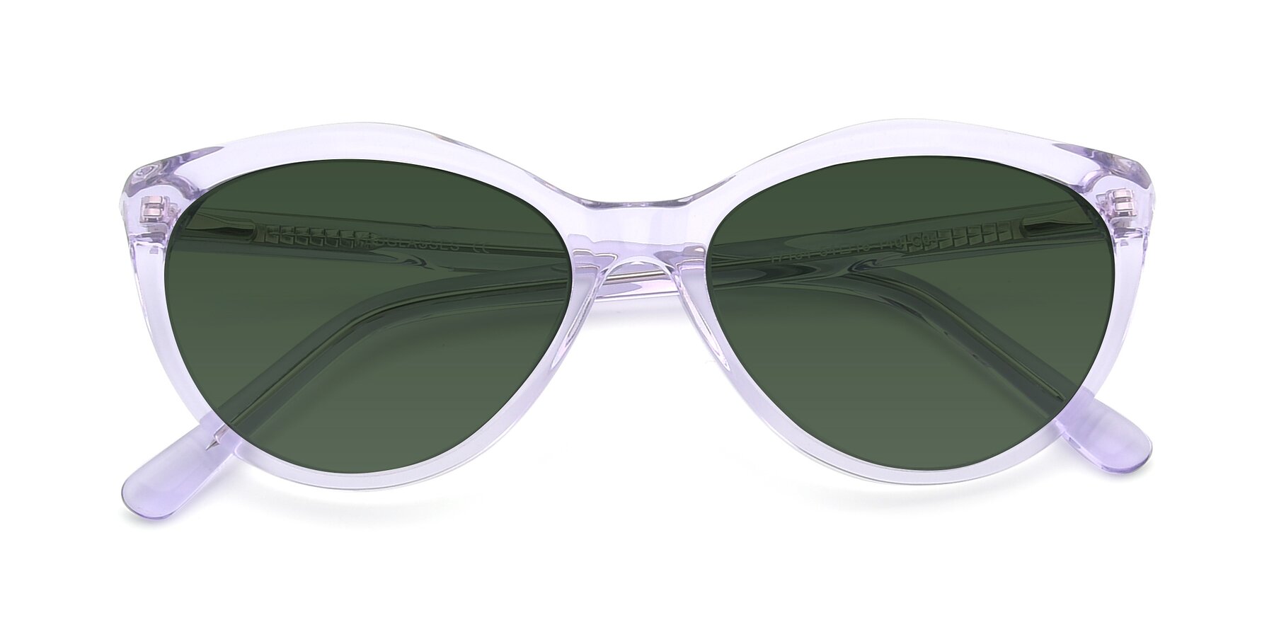Folded Front of 17154 in Transparent Lavender with Green Tinted Lenses