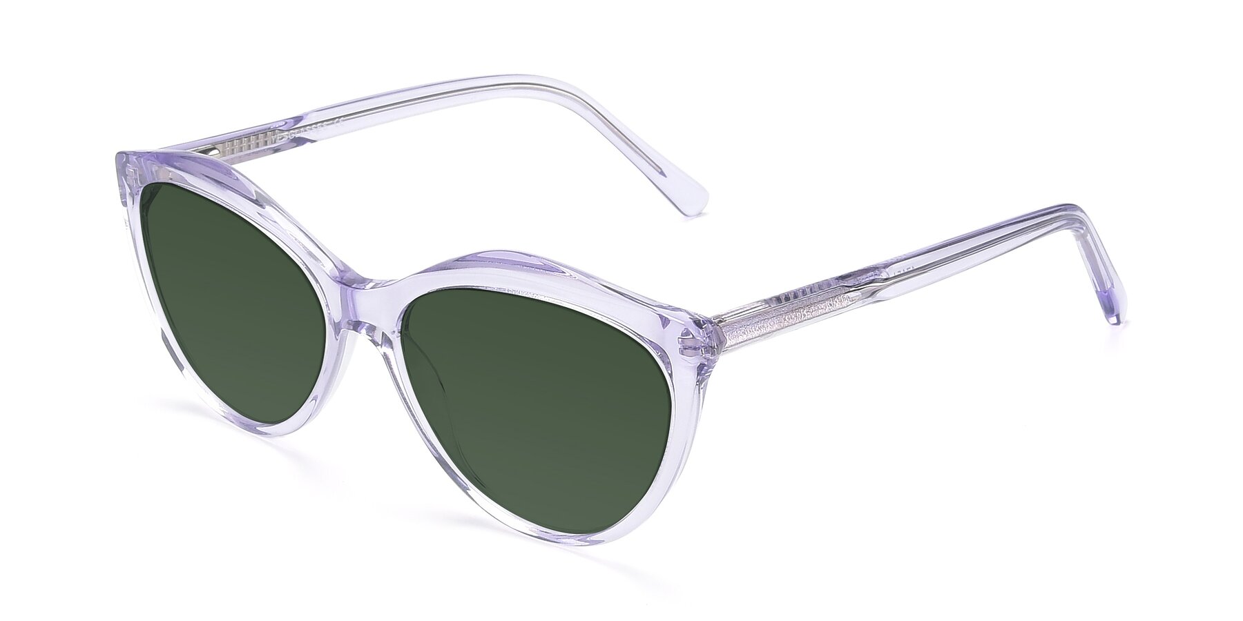 Angle of 17154 in Transparent Lavender with Green Tinted Lenses