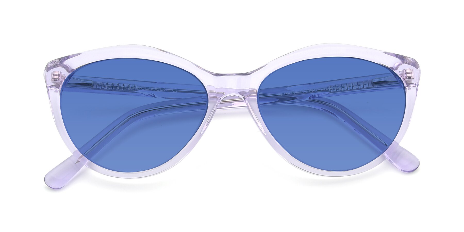 Folded Front of 17154 in Transparent Lavender with Blue Tinted Lenses