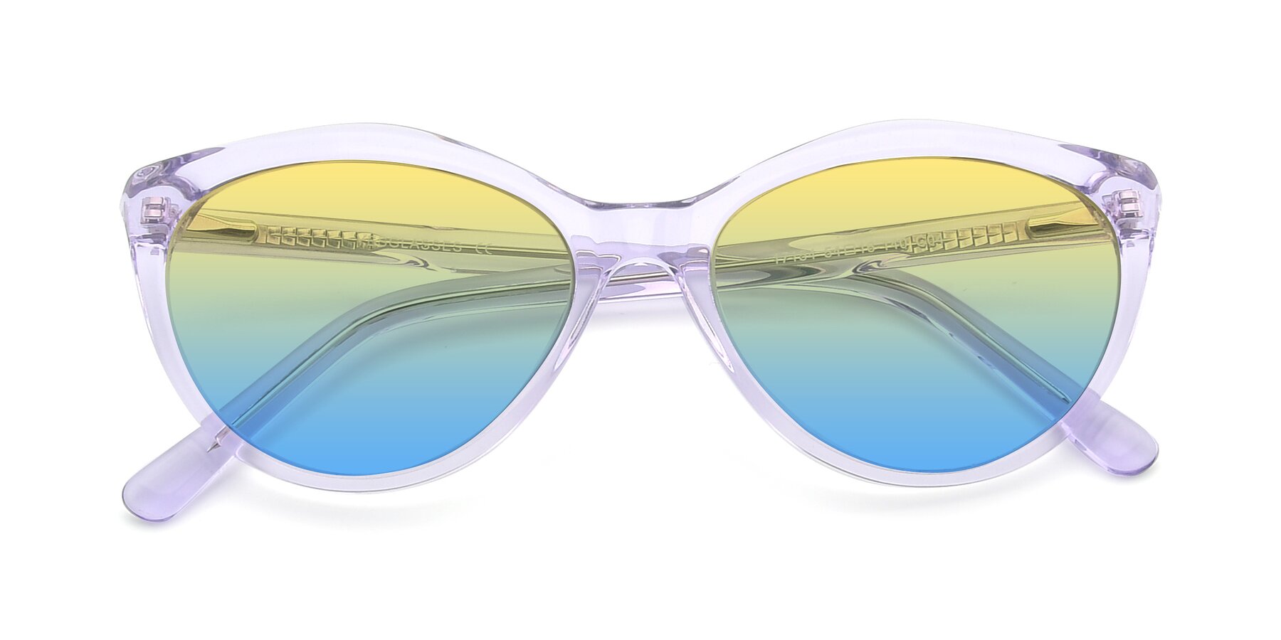 Folded Front of 17154 in Transparent Lavender with Yellow / Blue Gradient Lenses