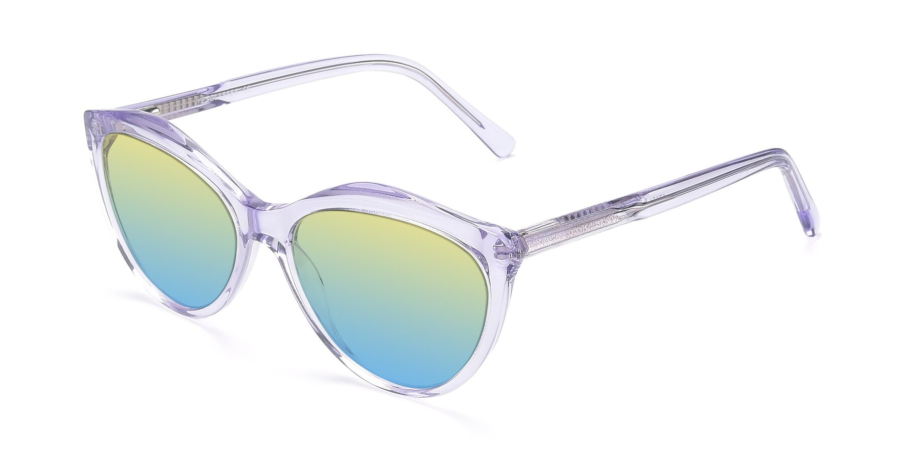Angle of 17154 in Transparent Lavender with Yellow / Blue Gradient Lenses