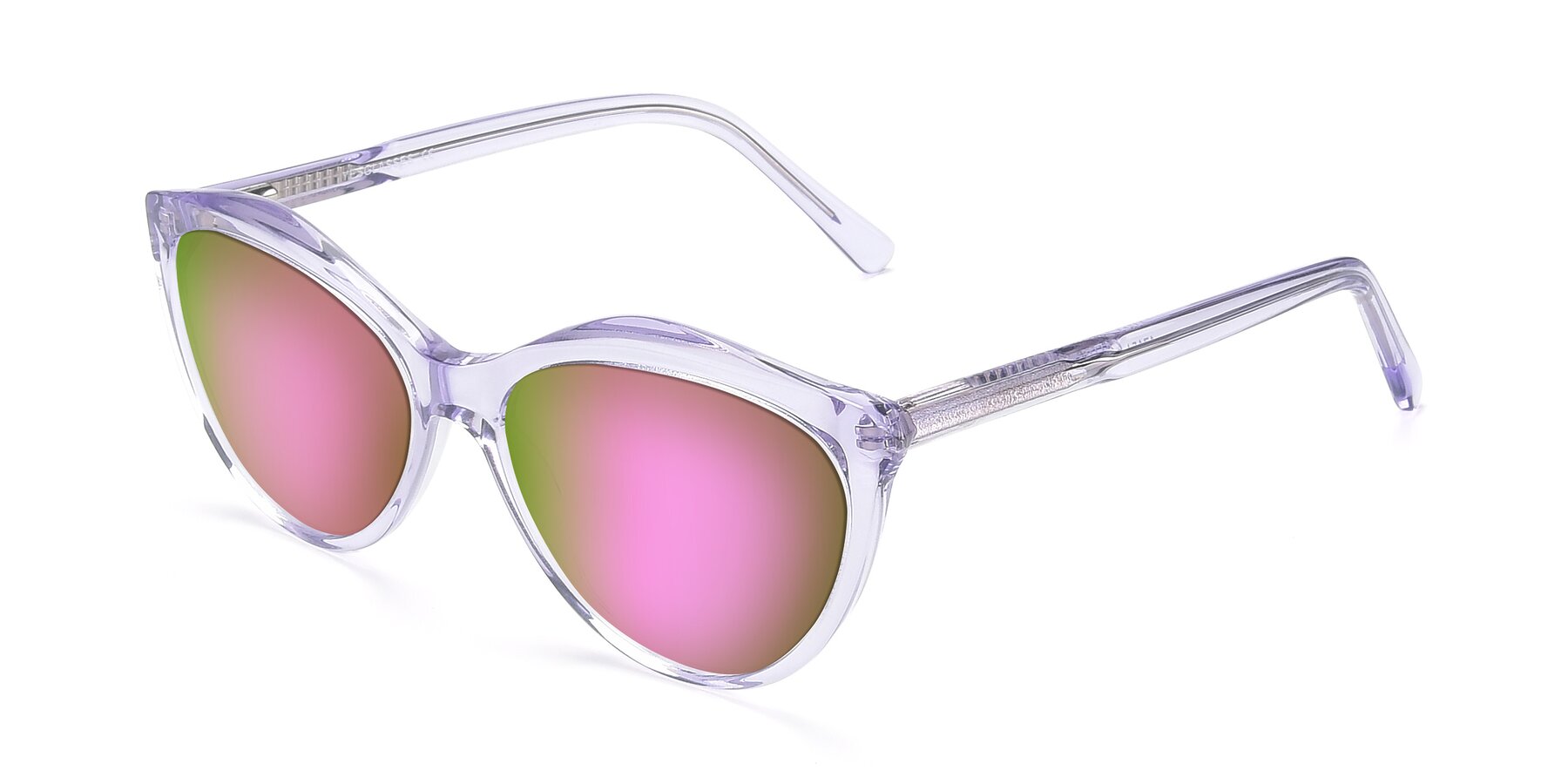 Angle of 17154 in Transparent Lavender with Pink Mirrored Lenses