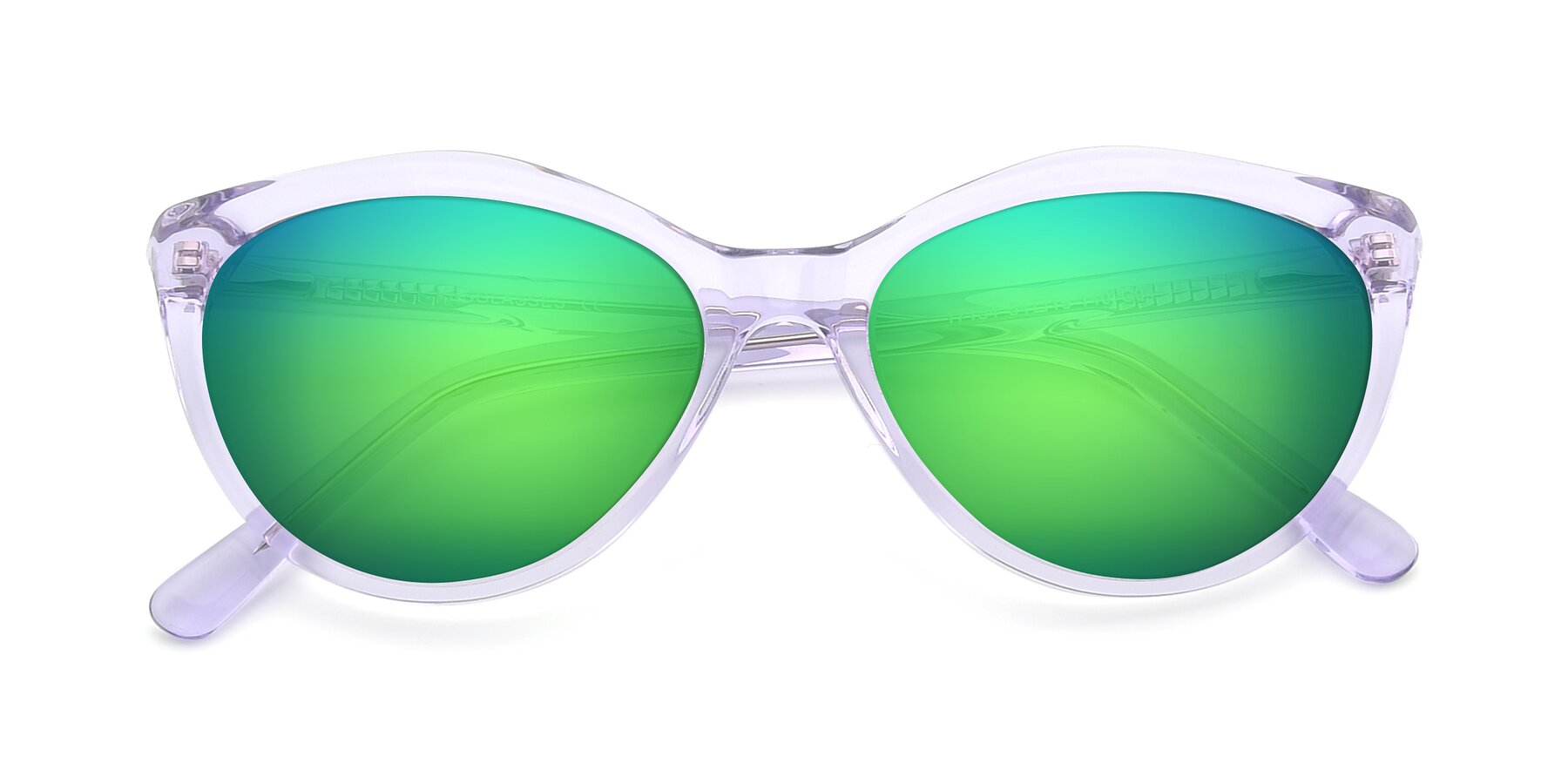 Folded Front of 17154 in Transparent Lavender with Green Mirrored Lenses