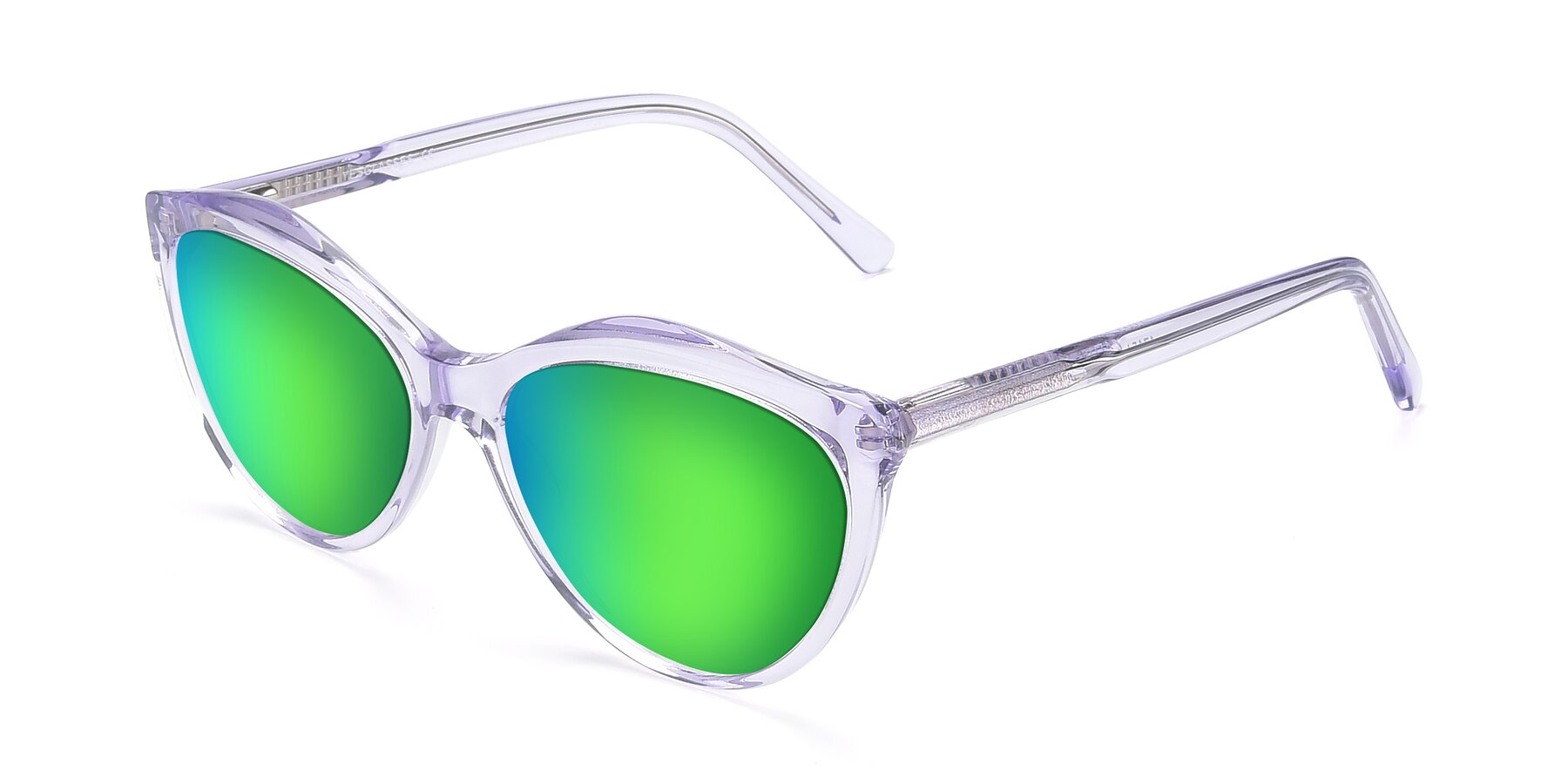 Angle of 17154 in Transparent Lavender with Green Mirrored Lenses