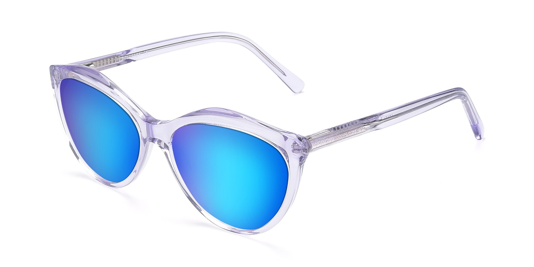 Angle of 17154 in Transparent Lavender with Blue Mirrored Lenses