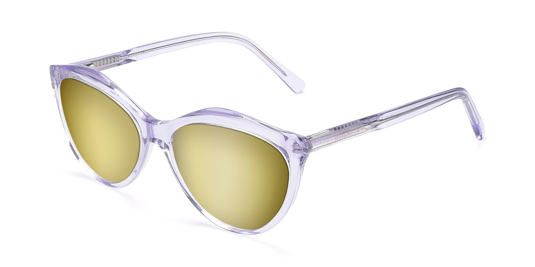Angle of 17154 in Transparent Lavender with Gold Mirrored Lenses
