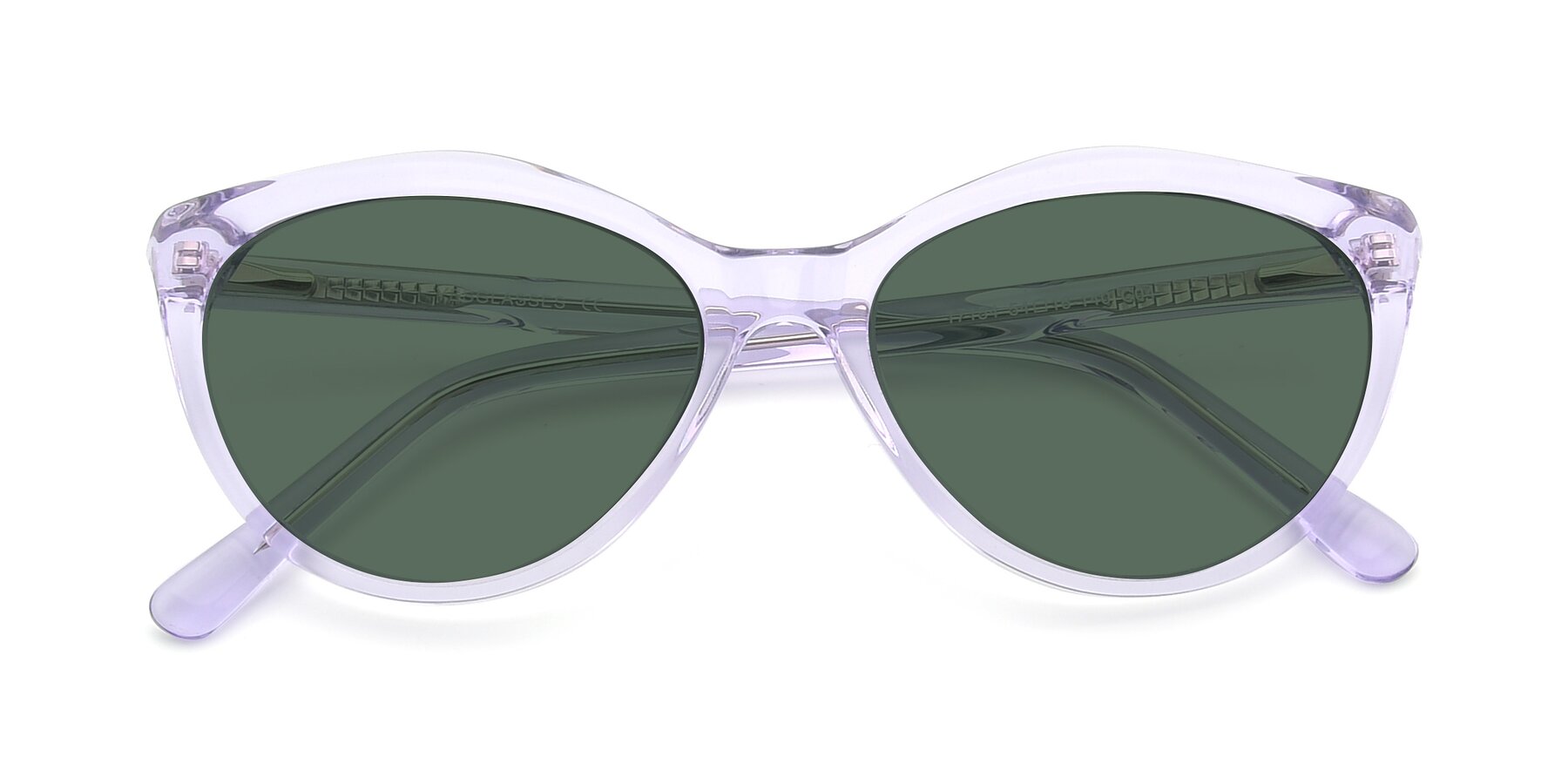 Folded Front of 17154 in Transparent Lavender with Green Polarized Lenses