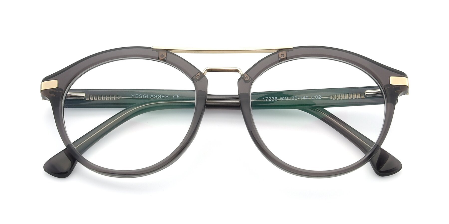 Folded Front of 17236 in Gray-Gold with Clear Reading Eyeglass Lenses